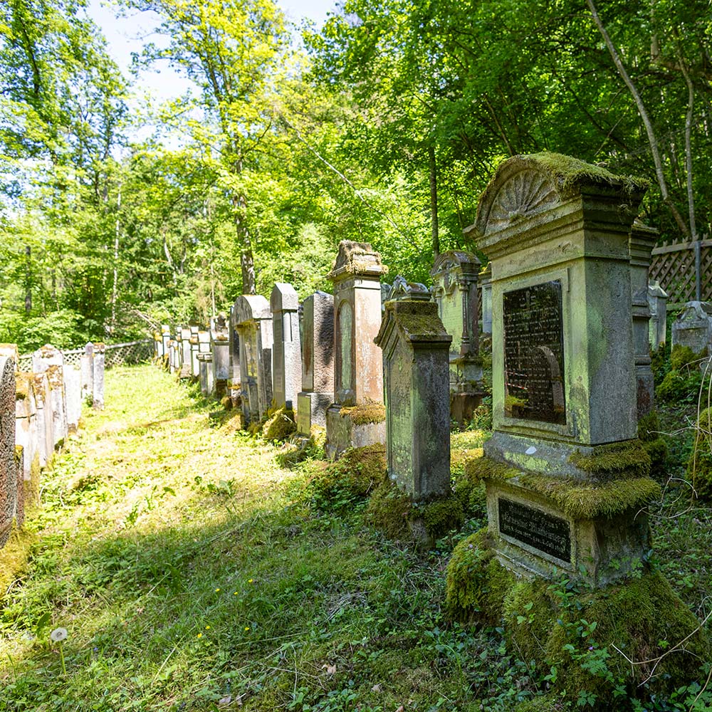 Grabsteinreihe auf dem Jüdischen Friedhof Sennfeld